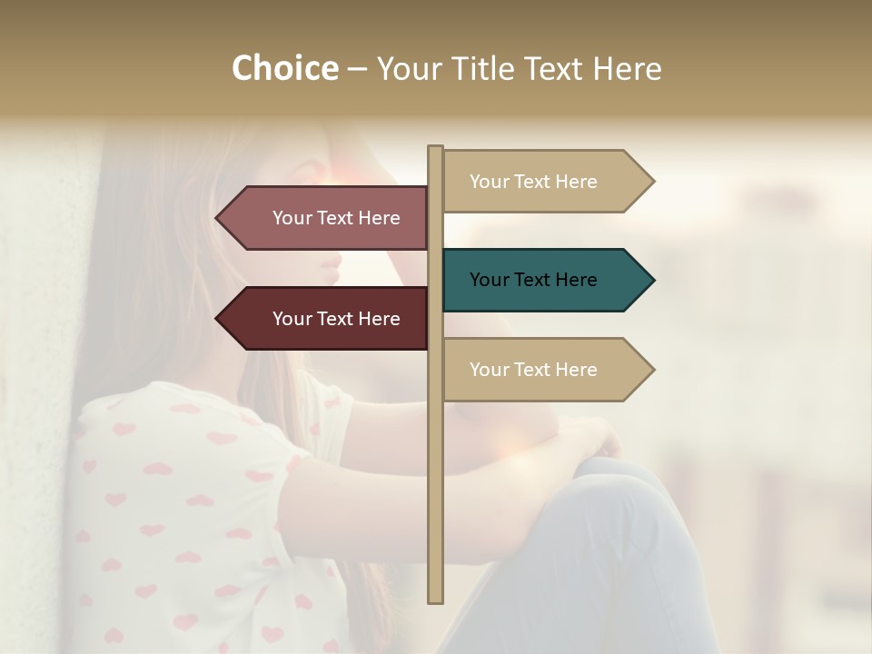 A Woman Sitting On A Ledge With Her Hands On Her Head PowerPoint Template