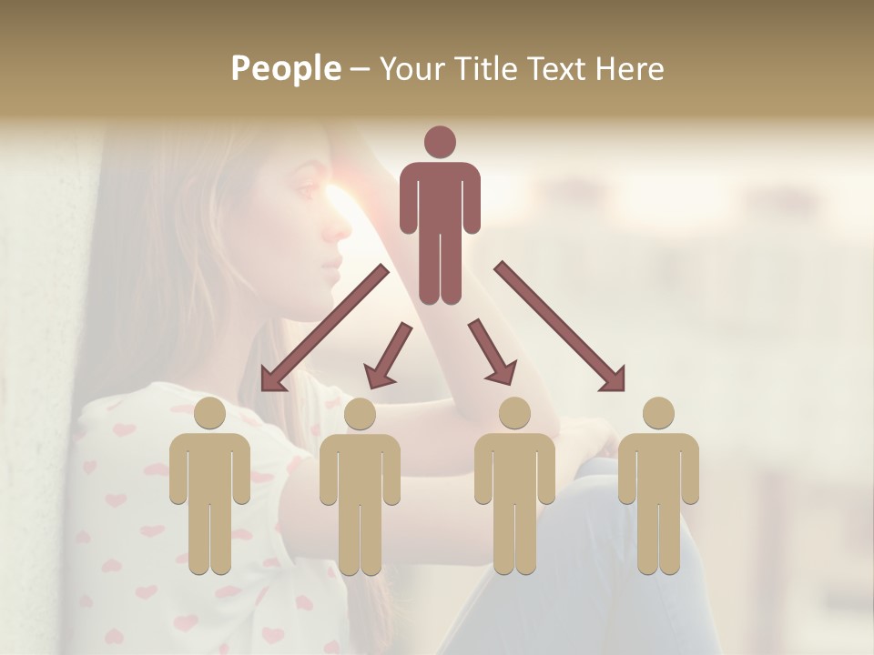 A Woman Sitting On A Ledge With Her Hands On Her Head PowerPoint Template