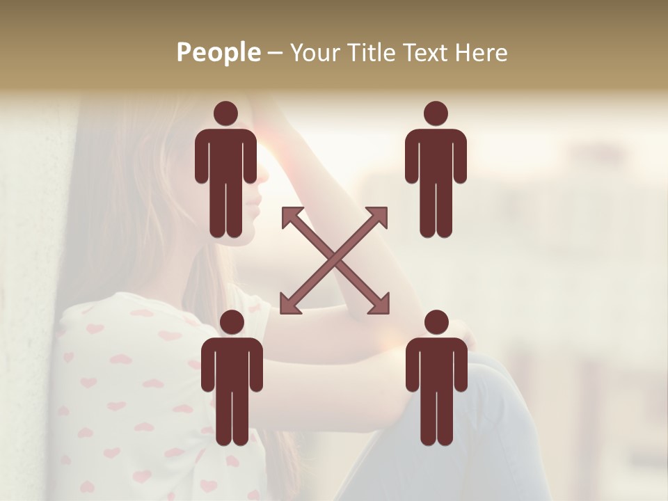 A Woman Sitting On A Ledge With Her Hands On Her Head PowerPoint Template