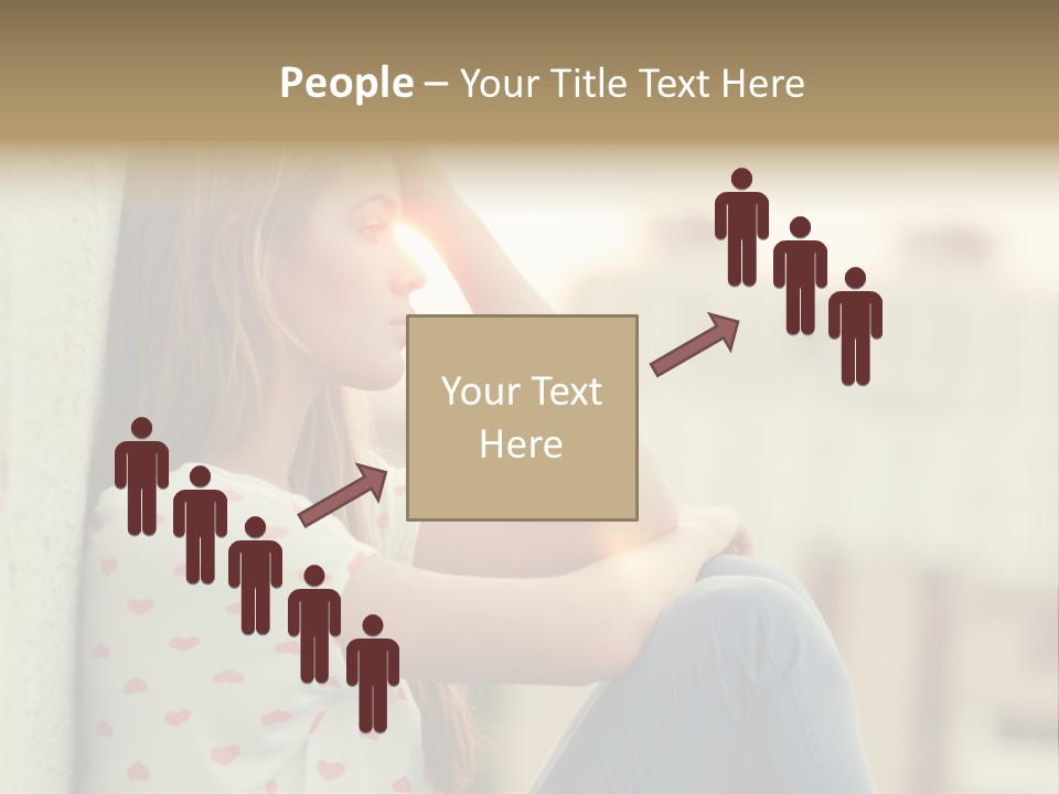 A Woman Sitting On A Ledge With Her Hands On Her Head PowerPoint Template