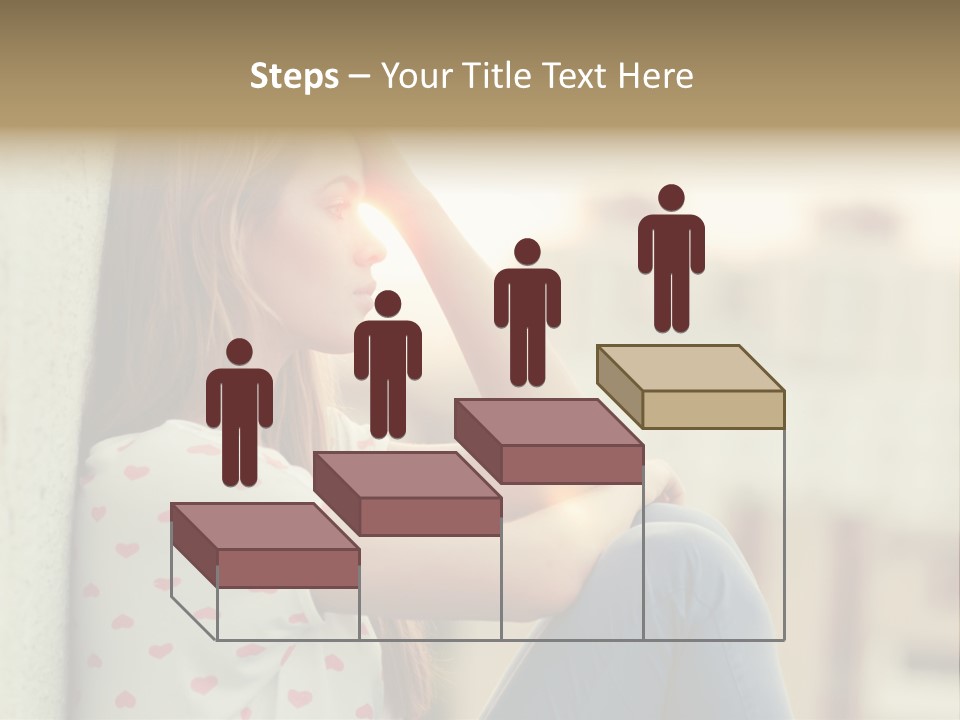 A Woman Sitting On A Ledge With Her Hands On Her Head PowerPoint Template