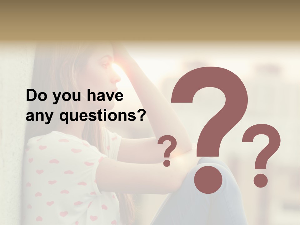 A Woman Sitting On A Ledge With Her Hands On Her Head PowerPoint Template