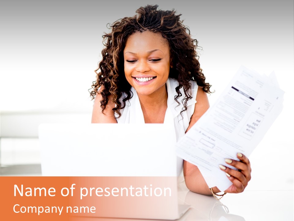 Payment Happy Laptop PowerPoint Template