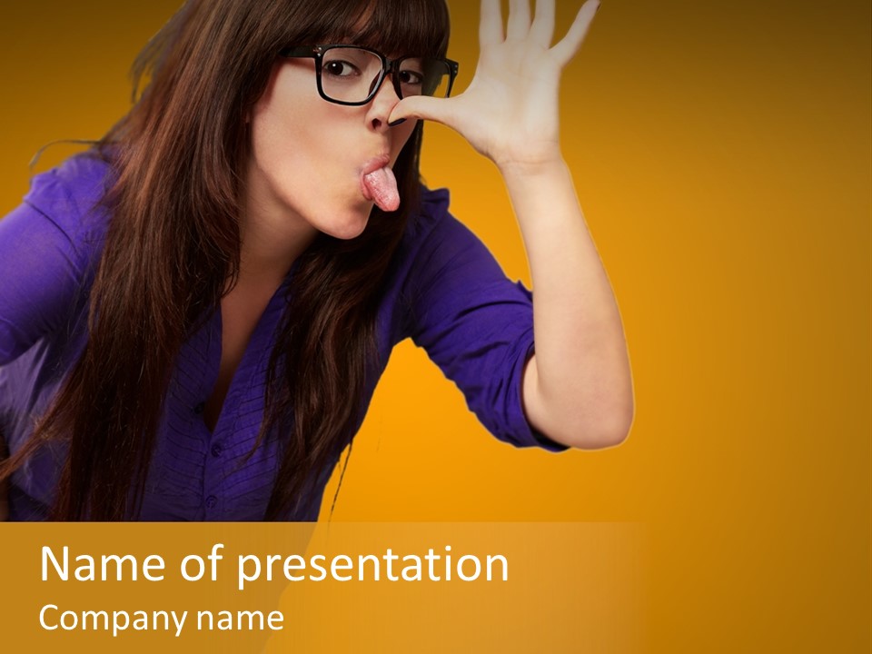 A Woman Making A Funny Face With Her Hands PowerPoint Template