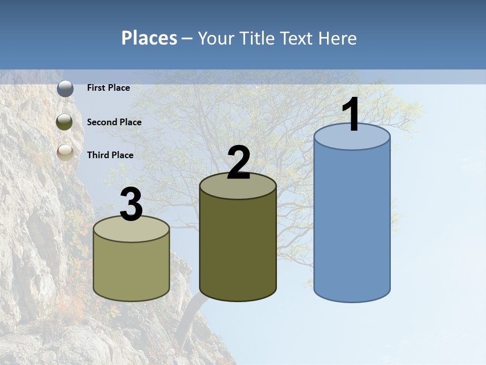 A Tree On A Cliff With A Blue Sky In The Background PowerPoint Template