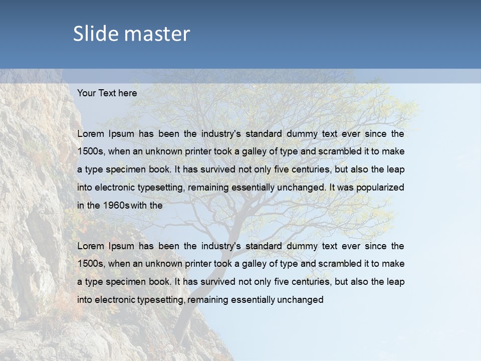 A Tree On A Cliff With A Blue Sky In The Background PowerPoint Template