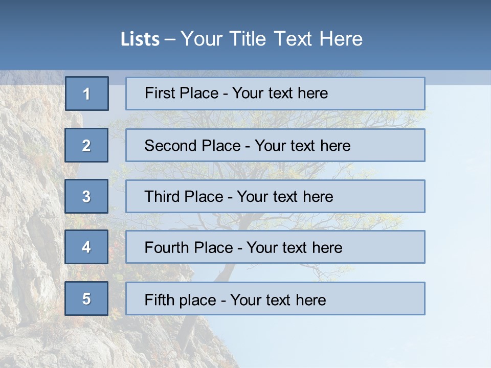 A Tree On A Cliff With A Blue Sky In The Background PowerPoint Template