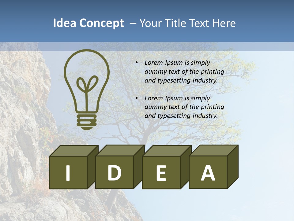 A Tree On A Cliff With A Blue Sky In The Background PowerPoint Template