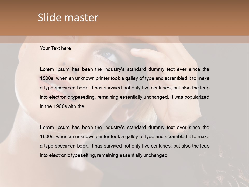 A Woman In A Black Dress Is Holding Her Head PowerPoint Template