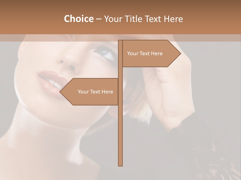 A Woman In A Black Dress Is Holding Her Head PowerPoint Template