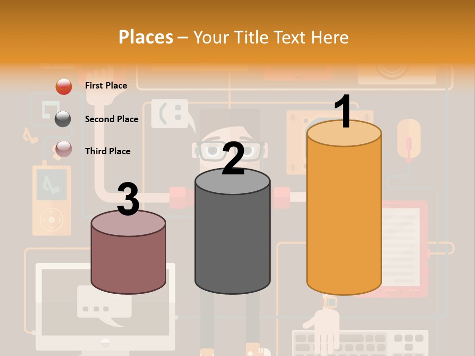 A Man With Glasses Is Standing In Front Of A Computer PowerPoint Template