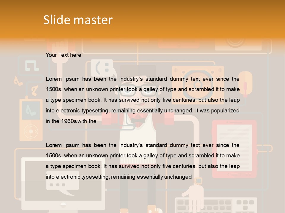 A Man With Glasses Is Standing In Front Of A Computer PowerPoint Template