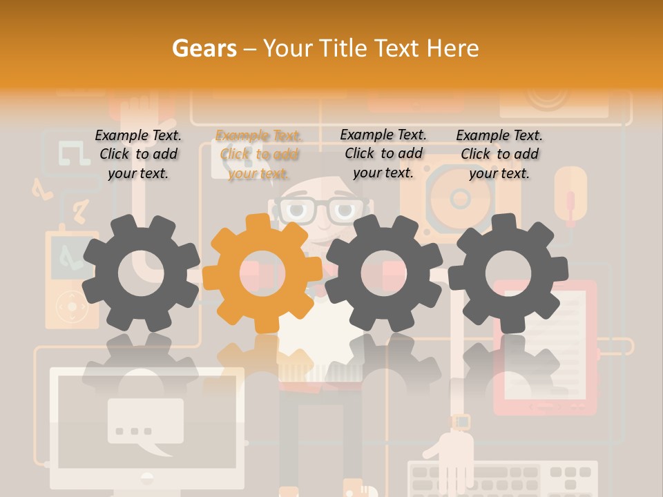 A Man With Glasses Is Standing In Front Of A Computer PowerPoint Template