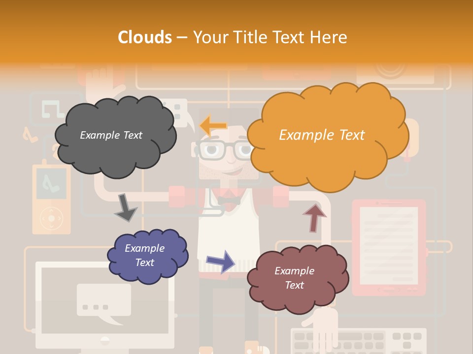 A Man With Glasses Is Standing In Front Of A Computer PowerPoint Template