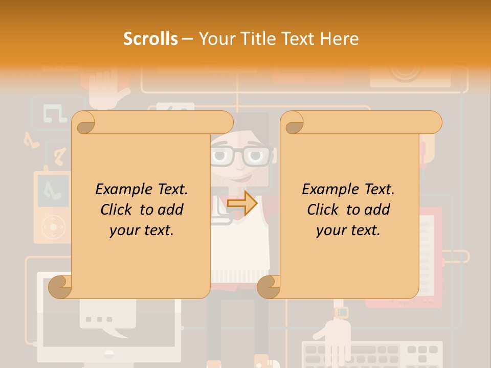 A Man With Glasses Is Standing In Front Of A Computer PowerPoint Template