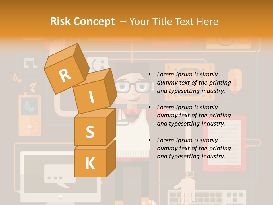 A Man With Glasses Is Standing In Front Of A Computer PowerPoint Template