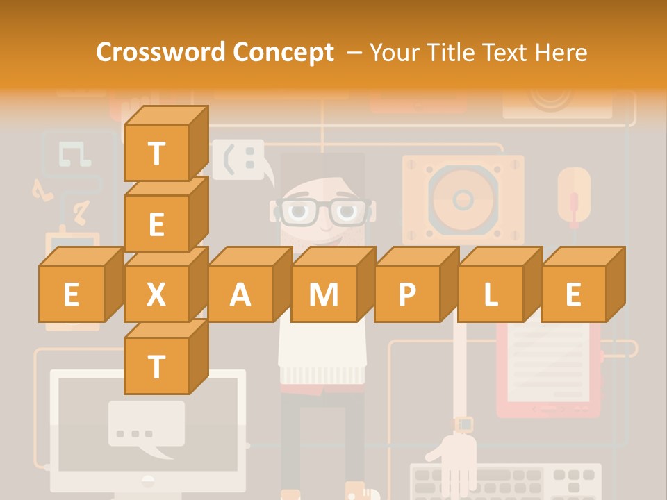 A Man With Glasses Is Standing In Front Of A Computer PowerPoint Template