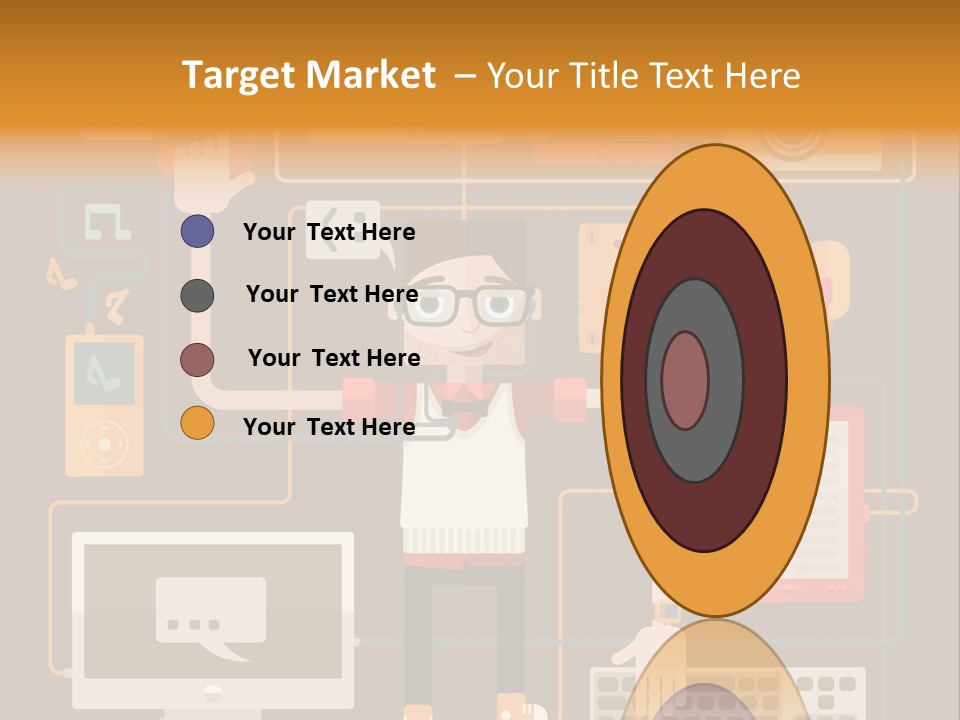 A Man With Glasses Is Standing In Front Of A Computer PowerPoint Template