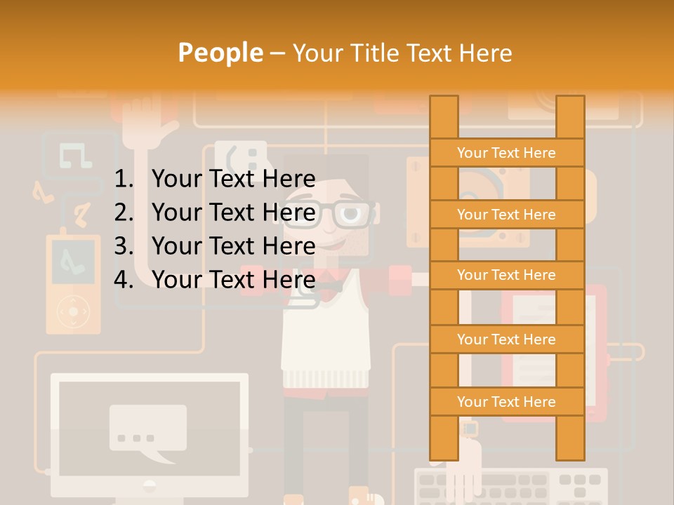 A Man With Glasses Is Standing In Front Of A Computer PowerPoint Template