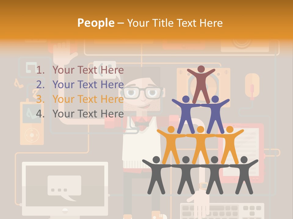 A Man With Glasses Is Standing In Front Of A Computer PowerPoint Template