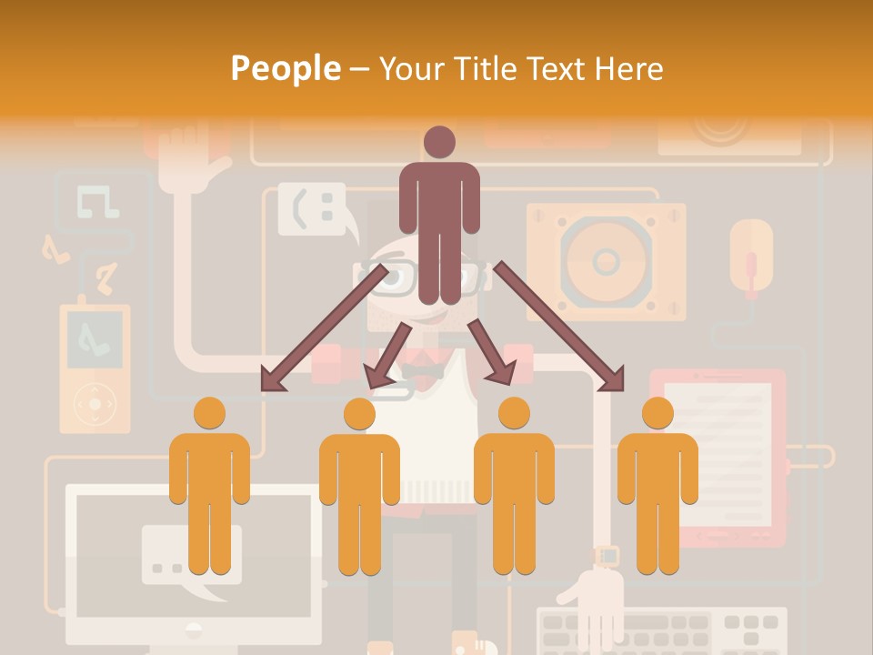 A Man With Glasses Is Standing In Front Of A Computer PowerPoint Template