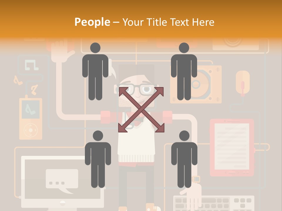 A Man With Glasses Is Standing In Front Of A Computer PowerPoint Template