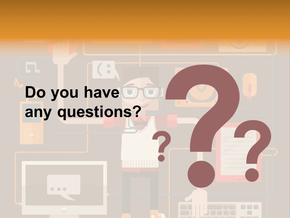 A Man With Glasses Is Standing In Front Of A Computer PowerPoint Template