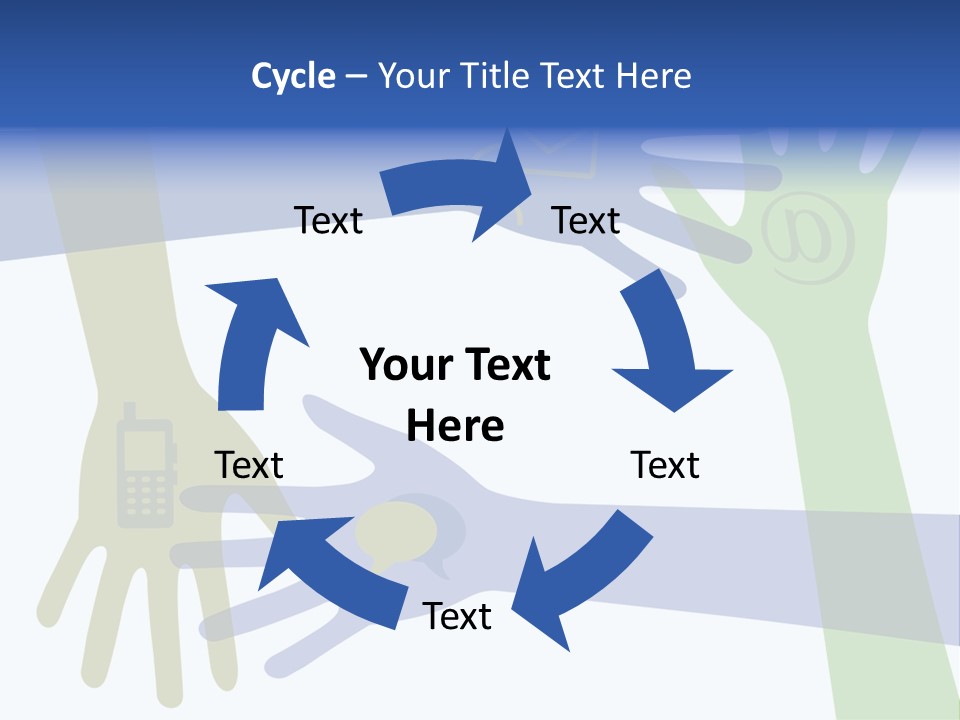 A Group Of Hands Reaching Out To Each Other PowerPoint Template