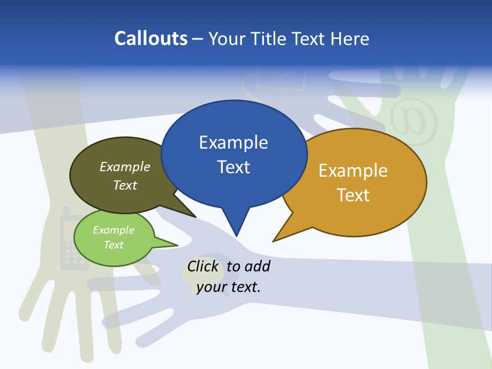 A Group Of Hands Reaching Out To Each Other PowerPoint Template