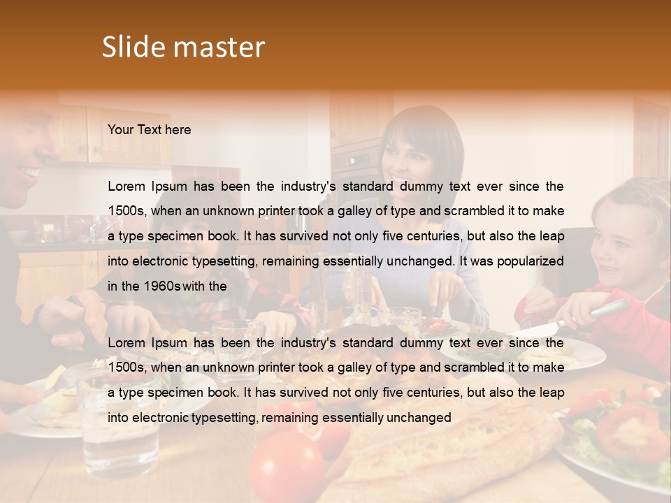 Middle Aged Happy Eating PowerPoint Template