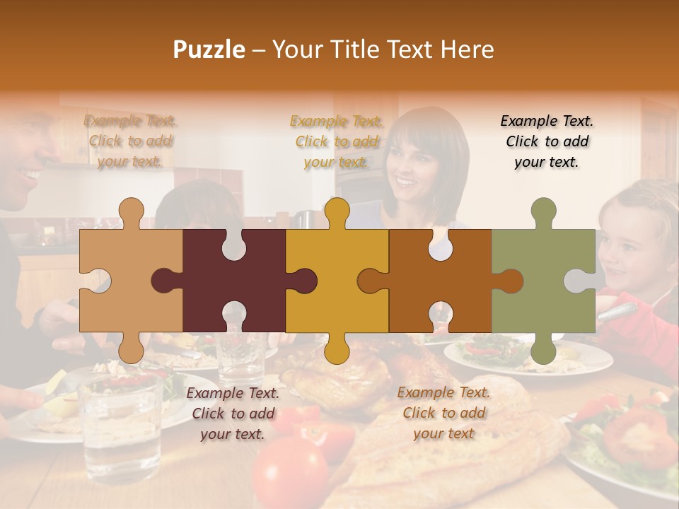 Middle Aged Happy Eating PowerPoint Template