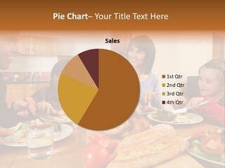 Middle Aged Happy Eating PowerPoint Template