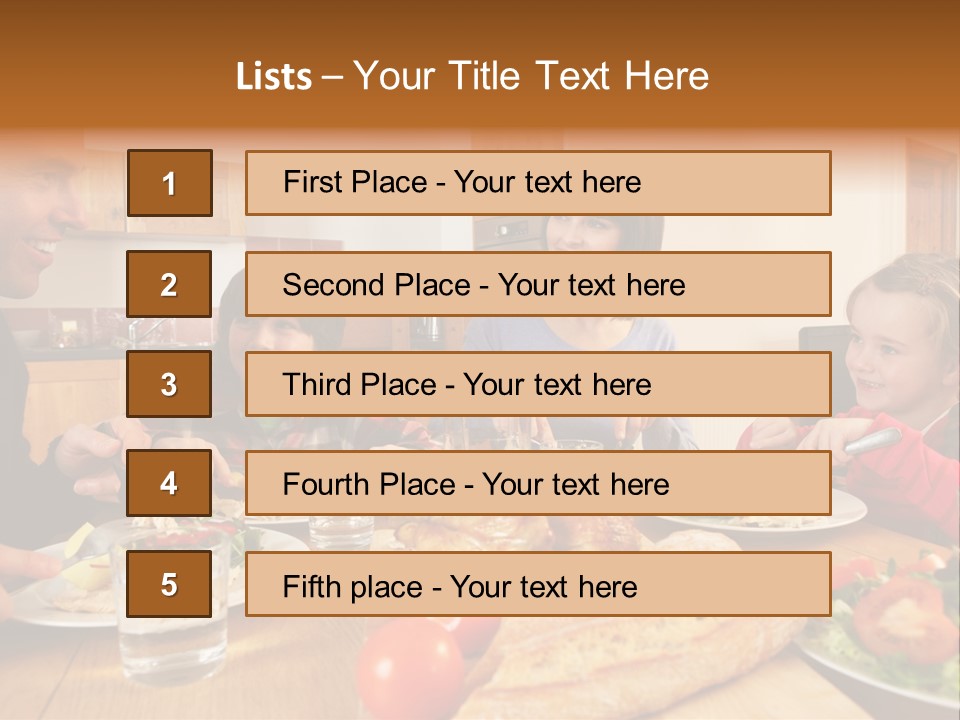 Middle Aged Happy Eating PowerPoint Template