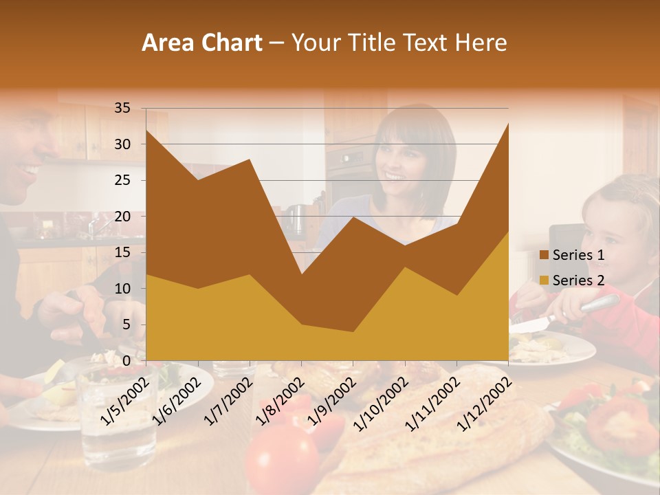 Middle Aged Happy Eating PowerPoint Template