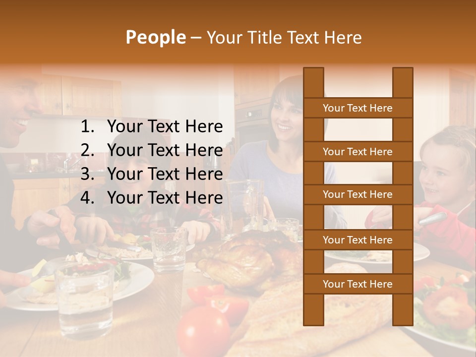 Middle Aged Happy Eating PowerPoint Template