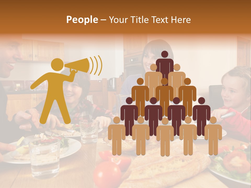 Middle Aged Happy Eating PowerPoint Template