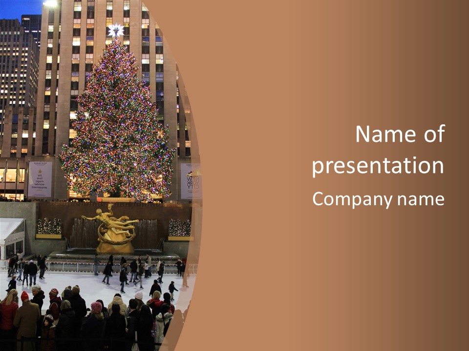 Nyc People Rockefeller Center PowerPoint Template