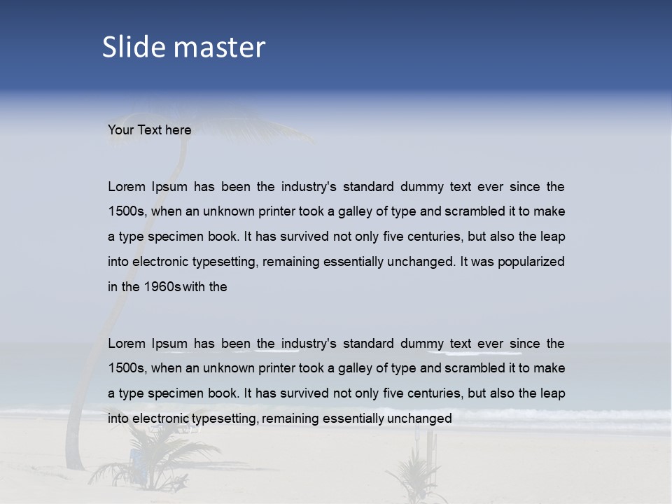 A Palm Tree On A Beach With The Ocean In The Background PowerPoint Template