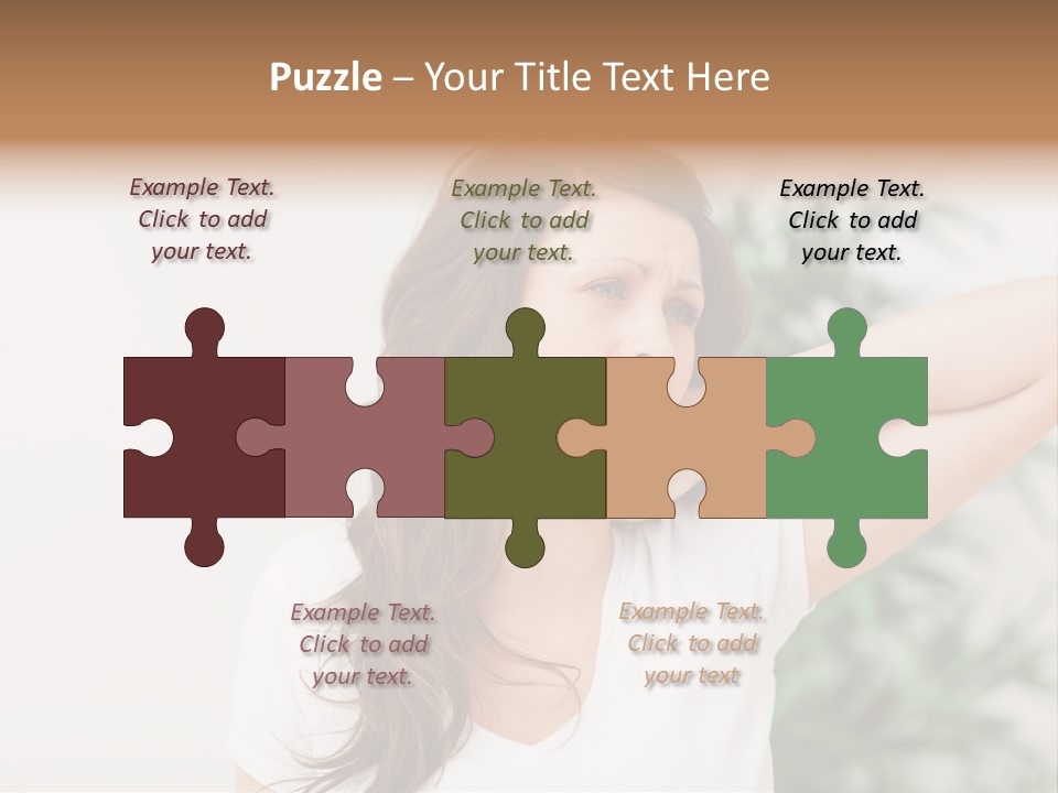 Displacement Brown Hair Touching PowerPoint Template