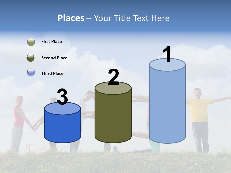 A Group Of People Standing On Top Of A Grass Covered Field PowerPoint Template