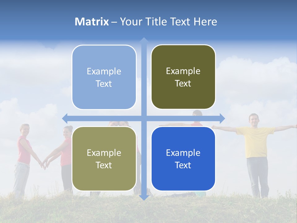 A Group Of People Standing On Top Of A Grass Covered Field PowerPoint Template
