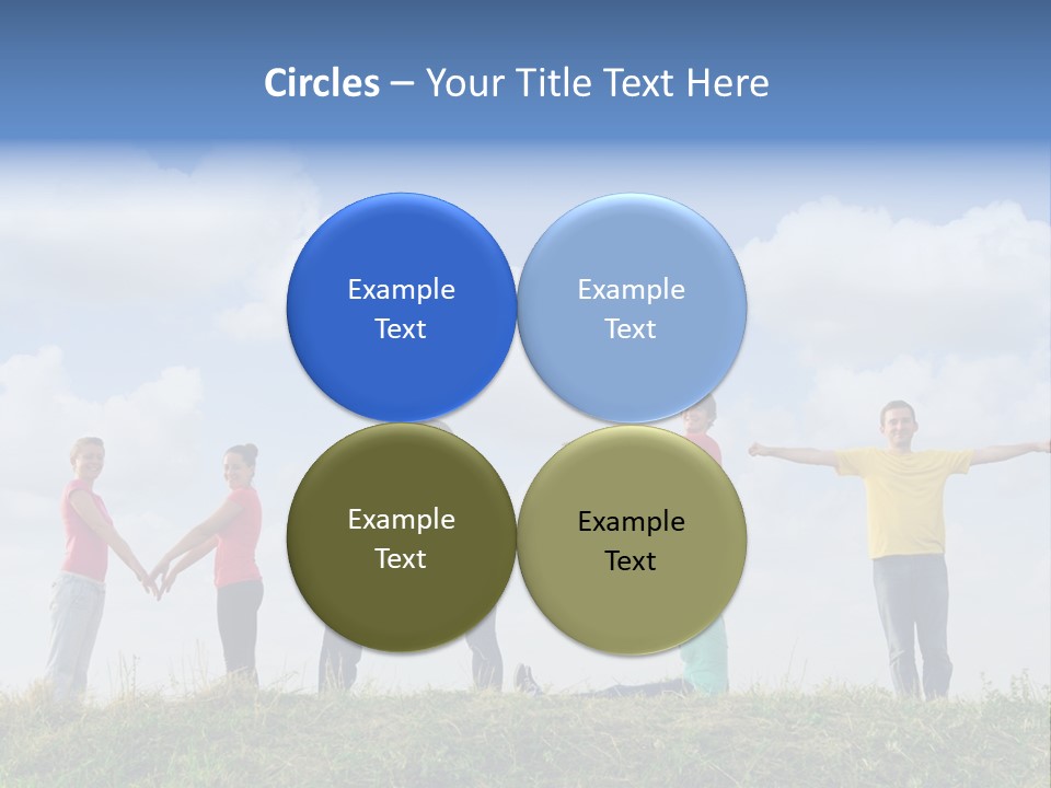 A Group Of People Standing On Top Of A Grass Covered Field PowerPoint Template