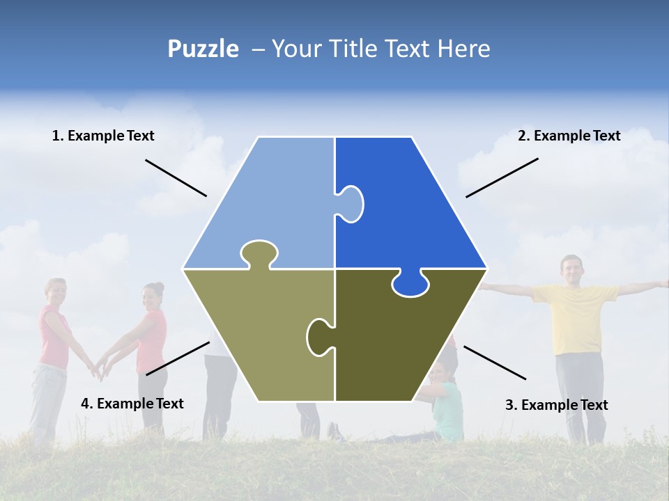 A Group Of People Standing On Top Of A Grass Covered Field PowerPoint Template