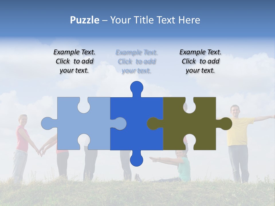 A Group Of People Standing On Top Of A Grass Covered Field PowerPoint Template