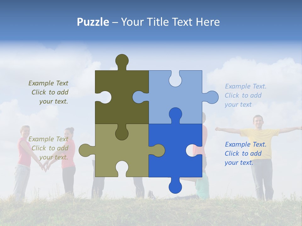 A Group Of People Standing On Top Of A Grass Covered Field PowerPoint Template