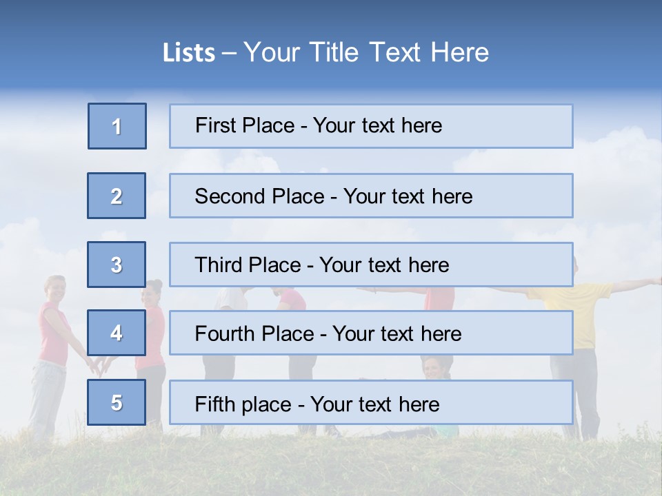 A Group Of People Standing On Top Of A Grass Covered Field PowerPoint Template