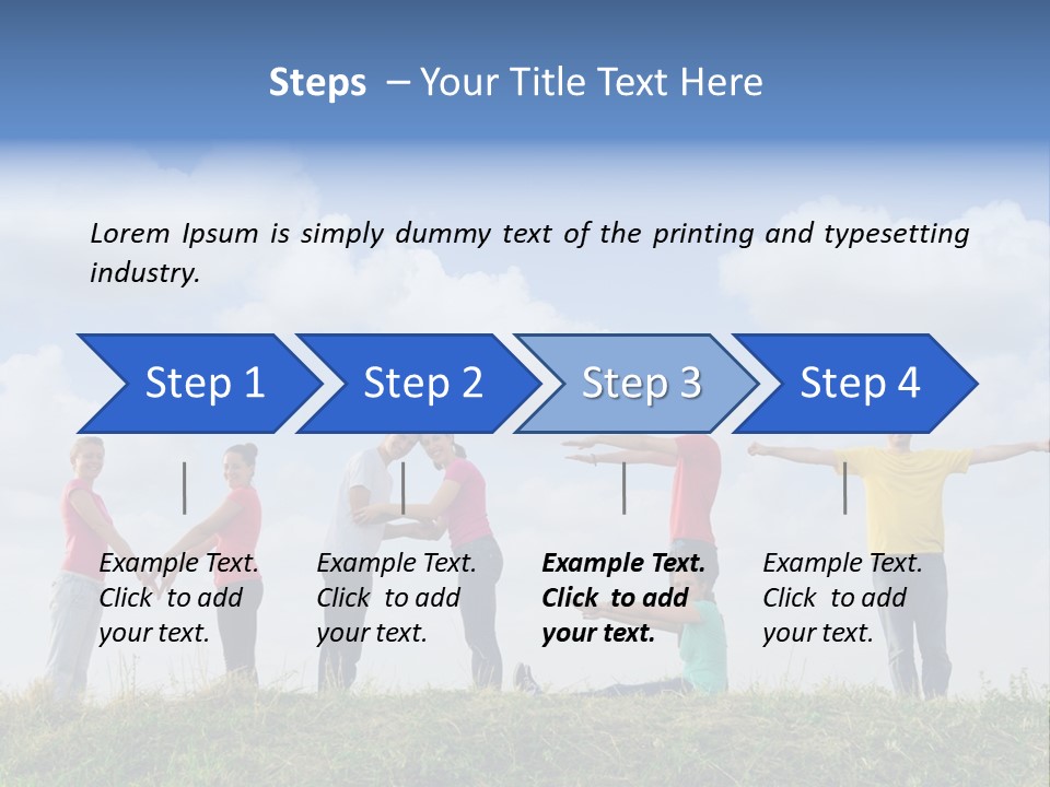 A Group Of People Standing On Top Of A Grass Covered Field PowerPoint Template