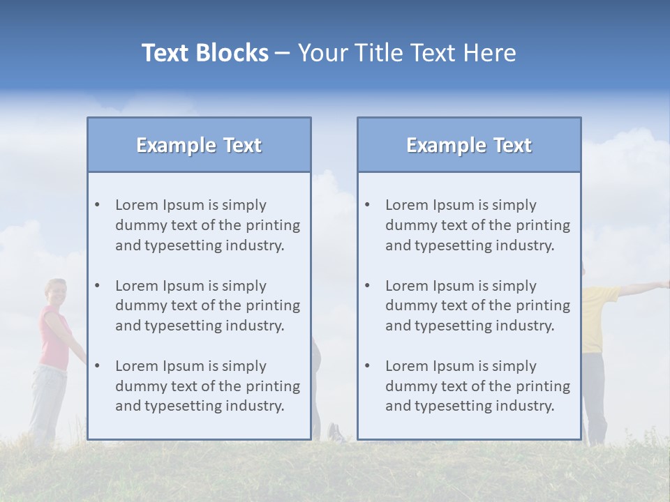 A Group Of People Standing On Top Of A Grass Covered Field PowerPoint Template