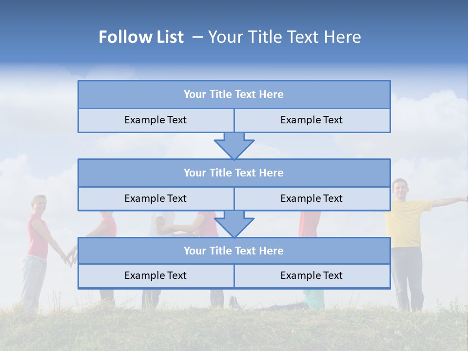 A Group Of People Standing On Top Of A Grass Covered Field PowerPoint Template