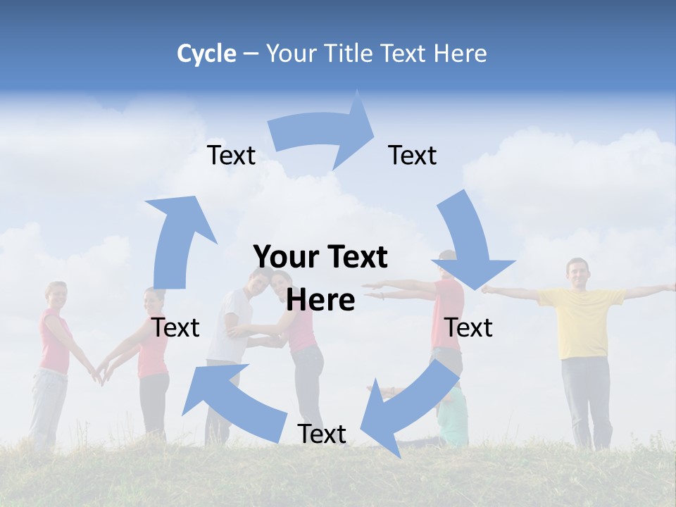 A Group Of People Standing On Top Of A Grass Covered Field PowerPoint Template